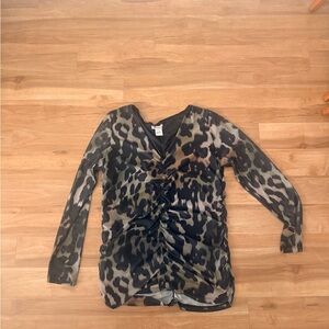 Leopard Print V-Neck Blouse